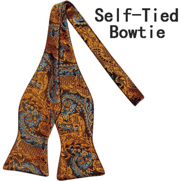 Men's Silk Vest Bowtie Set Formal Suit Vest Jacquard Tie Handkerchief - Picture 6 of 6